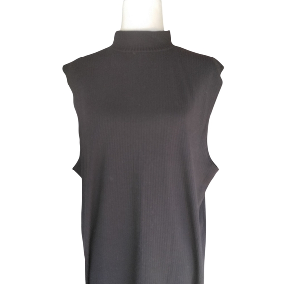 Topman Black Mock Neck Rib Texture Sleeveless Dress Size Large - Picture 2 of 7
